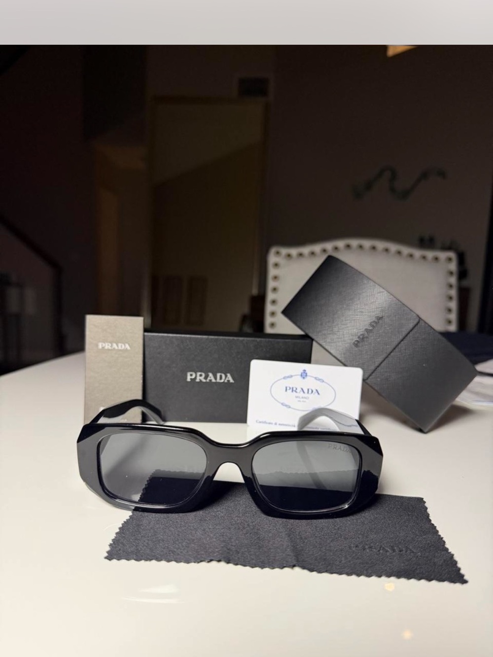 Prada Black Women's Sunglasses with Gray Lenses